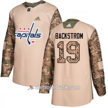 Män Ishockey Washington Capitals Tröja Nicklas Backstrom 19 Adidas 2017-2018 Camo Veterans Day Practice Authentic